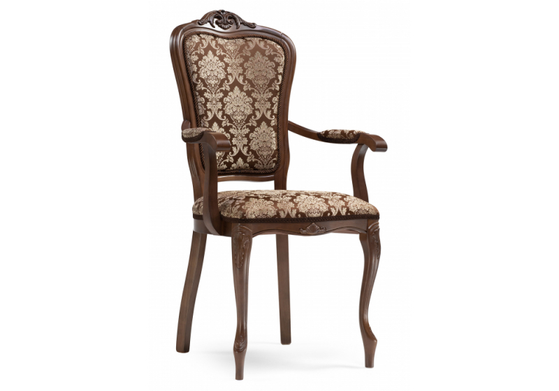 Стул деревянный Руджеро с мягкими подлокотниками орех / шоколад (58x56x107). 