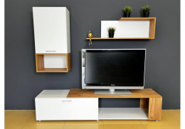 Готовая гостиная Одди белый / дуб золотой (200x40x)