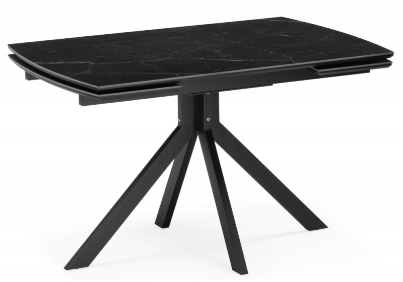 Керамический стол Катчел 120(180)x80 черный мрамор / черный (80x77). 