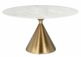 Керамический стол Jaklin 130x73 белый мрамор / сатинированное золото (130x73)