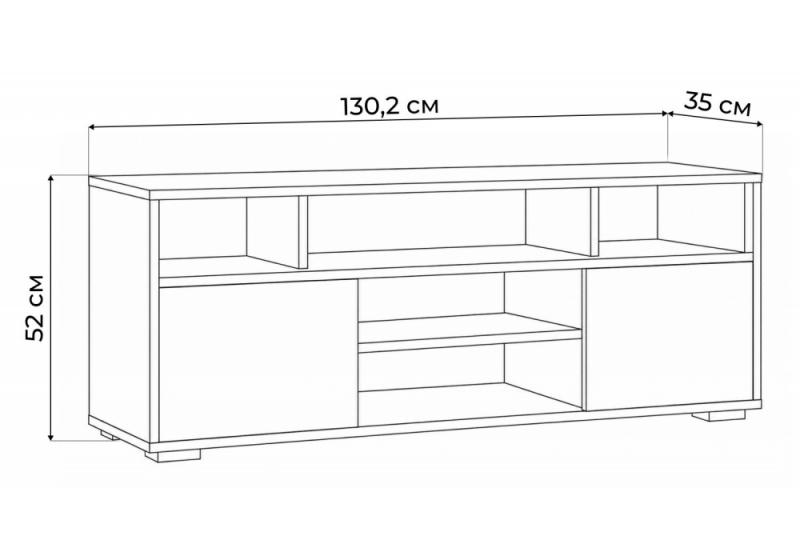 ТВ-тумба Чезаре c подсветкой белый / черный (130,2x35x52)