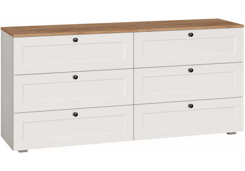 Комод Опра 16.240 белый шагрень / дуб золотой craft (160,1x41,9x75,4). 
