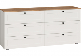 Комод Опра 16.240 белый шагрень / дуб золотой craft (160,1x41,9x75,4)