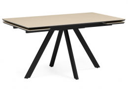 Керамический стол Вилли 140(200)х80 okara light yellow / черный (80x75)