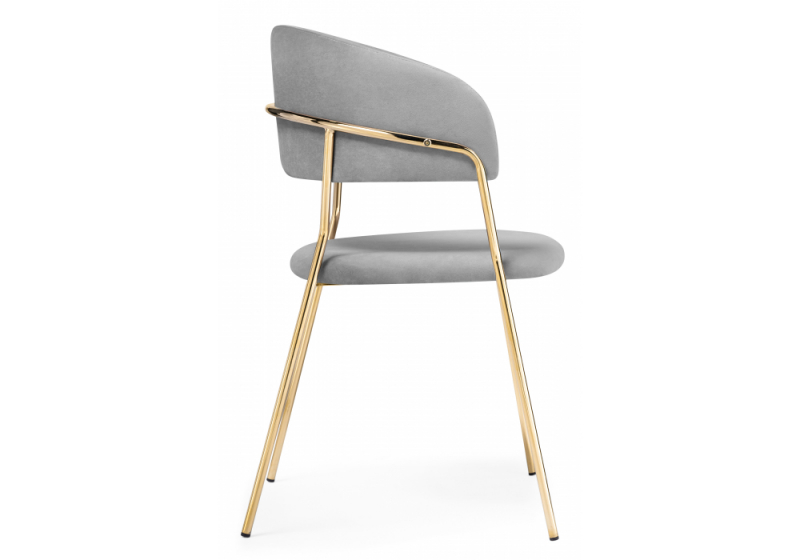 Стул на металлокаркасе Kamelia велюр светло-серый / золотой (57x55x80)