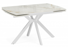 Керамический стол Катчел-2 120(180)x80 calacatta gold / белый (80x77)