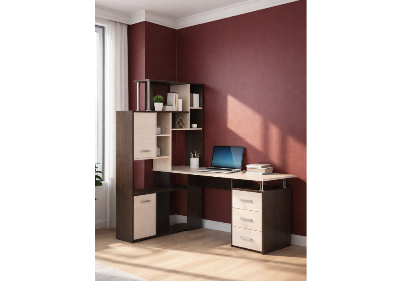 Компьютерный стол ДЕР КС-15 венге / дуб молочный левый (175,2)